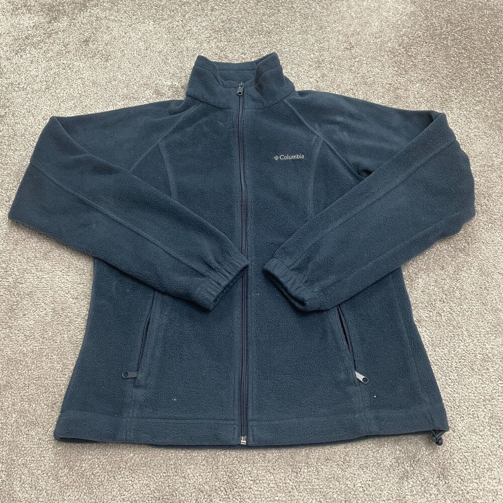 Columbia Benton Springs Fleece Jacket Womens Medium Blue Full Zip Outdoor Hike